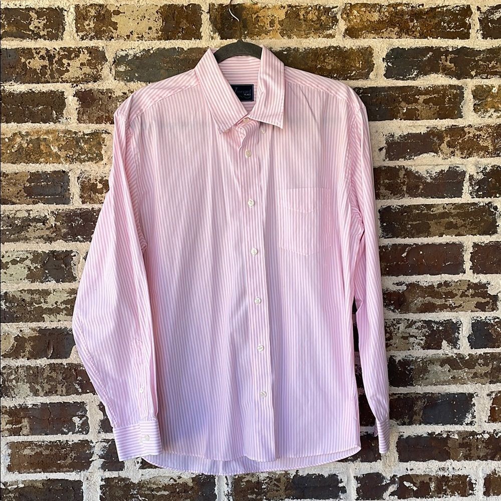 Vineyard Place Pink Stripe Button Down Shirt Size Large